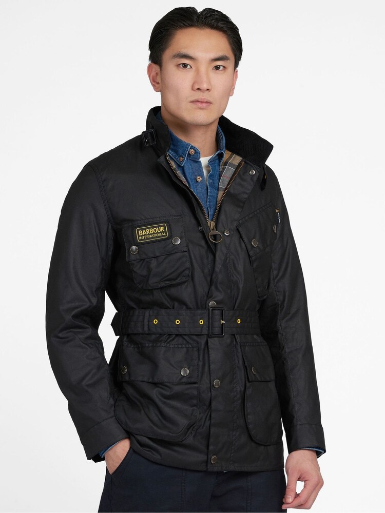 Barbour® International Slim Wax Black Jacket - Image 1 of 6