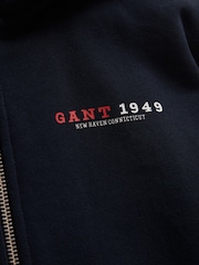 GANT Blue Collegiate Graphic Full Zip Hoodie - Image 3 of 4