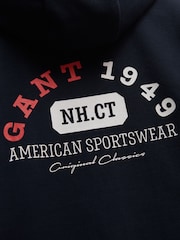GANT Blue Collegiate Graphic Full Zip Hoodie - Image 4 of 4