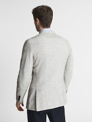 Reiss Oatmeal Lindhurst Slim Fit Single Breasted Check Blazer - Image 5 of 5