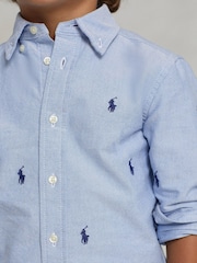 Polo Ralph Lauren Boys Blue All Over Logo Shirt - Image 3 of 5