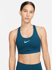 Nike Blue Dri-FIT Swoosh High Support Sports Bra - Image 1 of 8