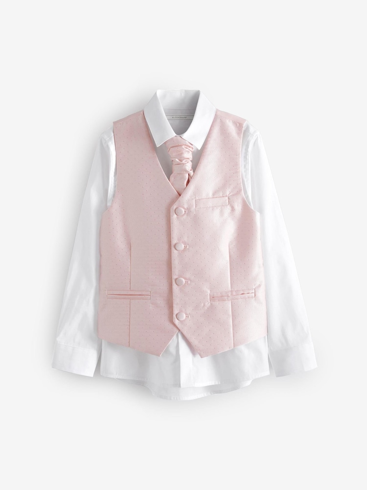 Pink Waistcoat, Shirt & Cravat Occasion Set (12mths-16yrs) - Image 1 of 2
