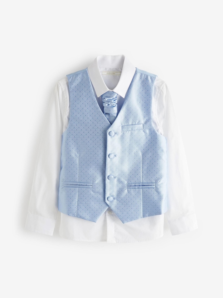 Blue Waistcoat, Shirt & Cravat Occasion Set (12mths-16yrs) - Image 1 of 2