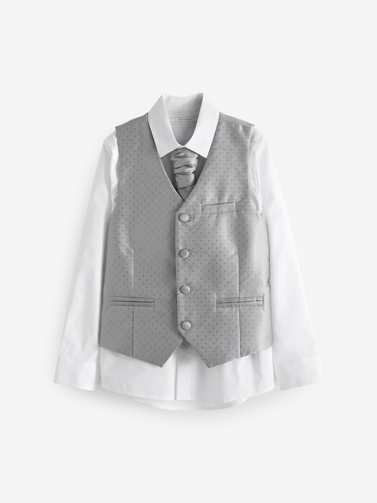 Silver Waistcoat, Shirt & Cravat Occasion Set (12mths-16yrs) - Image 1 of 2