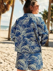 Blue Palm Print Co-ord Cotton Shirt - Image 2 of 4