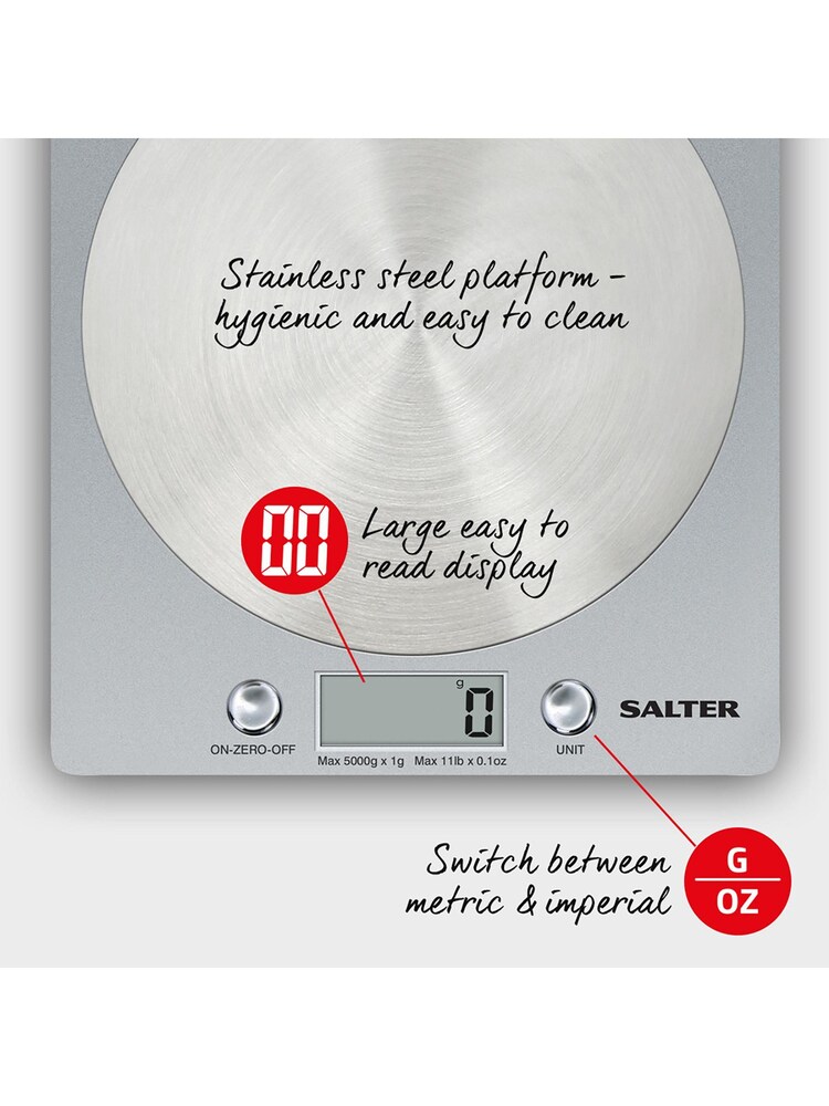 Salter Silver Bamboo Worktop Chopping Board with Lip Scales - Image 4 of 4