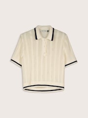 Baukjen Cream Janice Cotton Knitted Polo Top - Image 5 of 5