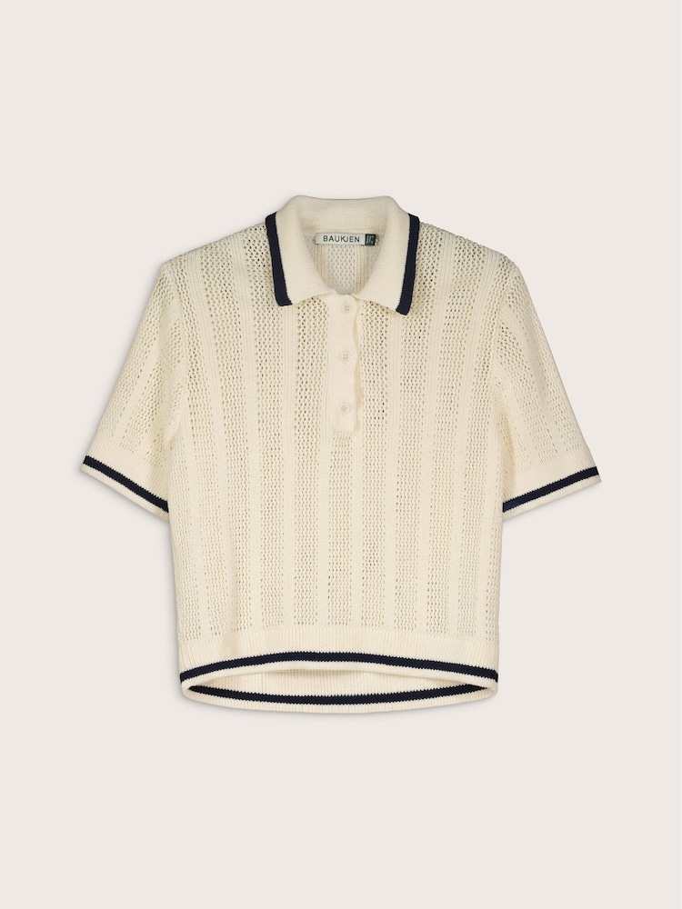 Baukjen Cream Janice Cotton Knitted Polo Top - Image 5 of 5 Baukjen Cream Janice Cotton Knitted Polo Top - Image 5 of 5