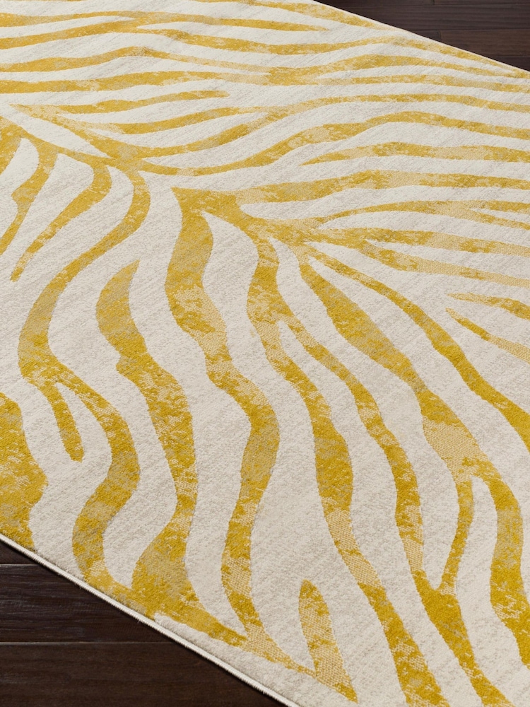LIVABLISS Yellow City Animal Print Zebra Boho Rug - Image 3 of 3 LIVABLISS Yellow City Animal Print Zebra Boho Rug - Image 3 of 3