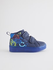 Navy Blue Graffiti Touch Fastening Light Up Hi Top Boots - Image 3 of 6