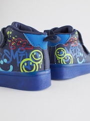Navy Blue Graffiti Touch Fastening Light Up Hi Top Boots - Image 4 of 6
