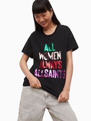 AllSaints Black Womens Day 100% Cotton T-Shirt - Image 1 of 5