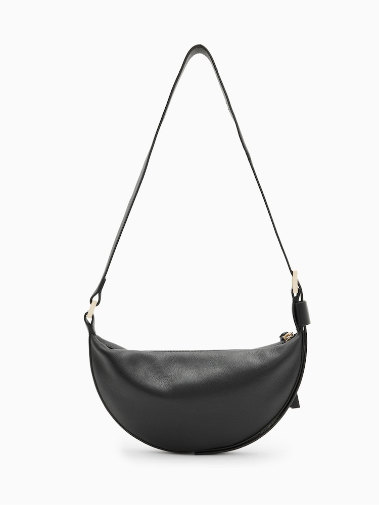 AllSaints Black Half Moon Cross-Body Bag - Image 3 of 6