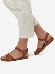 Dune London Brown Landie Cross Strap Comfort Sandals - Image 1 of 6