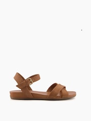 Dune London Brown Landie Cross Strap Comfort Sandals - Image 3 of 6