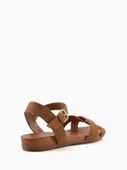 Dune London Brown Landie Cross Strap Comfort Sandals - Image 5 of 6