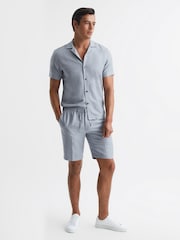 Reiss Airforce Blue Payne Casual Linen Shorts - Image 3 of 6
