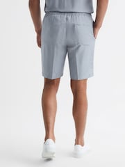 Reiss Airforce Blue Payne Casual Linen Shorts - Image 5 of 6