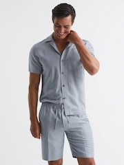 Reiss Airforce Blue Payne Casual Linen Shorts - Image 6 of 6