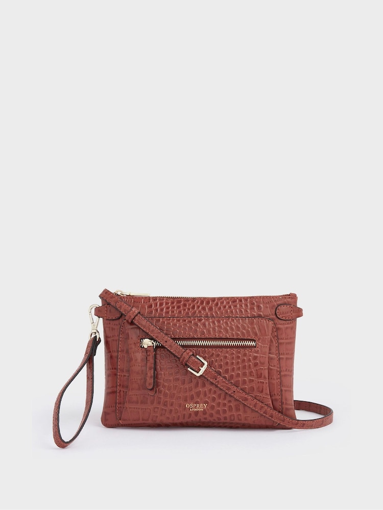 Osprey London The Ruby Leather Cross-Body Cognac Clutch - Image 1 of 6