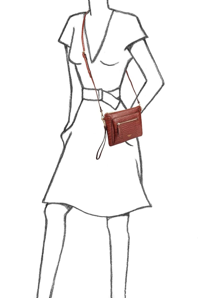 Osprey London The Ruby Leather Cross-Body Cognac Clutch - Image 6 of 6