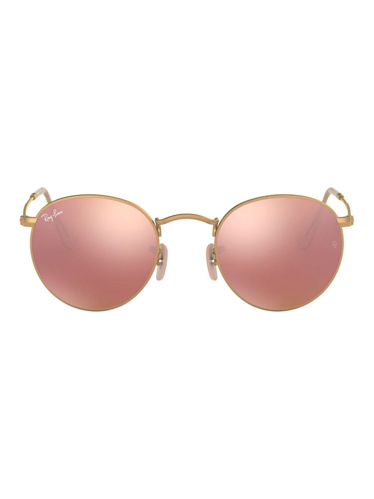 Buy Ray Ban Gold Copper Mirror Lens Round Metal Sunglasses from