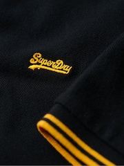 Superdry Black Cotton Vintage Tipped Short Sleeve Polo Shirt - Image 4 of 4