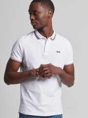 Superdry Red Cotton Vintage Tipped Short Sleeve Polo Shirt - Image 1 of 5