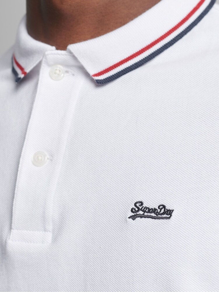 Superdry Red Cotton Vintage Tipped Short Sleeve Polo Shirt - Image 2 of 5
