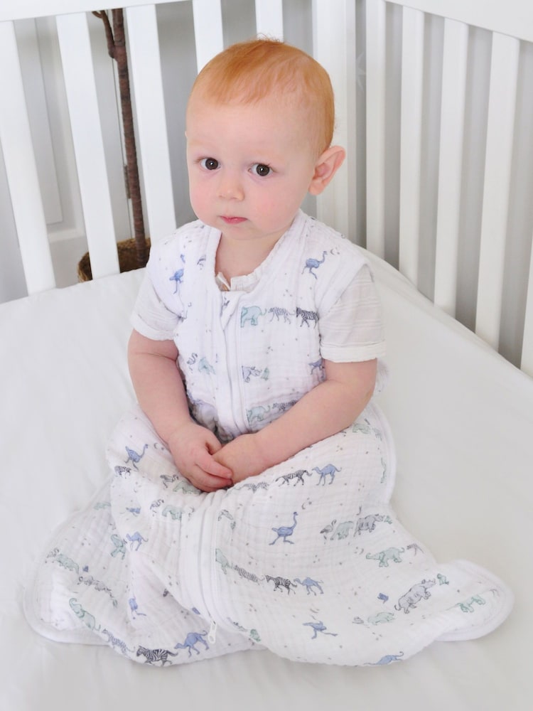 aden + anais Blue 100% Cotton Sleeping Bag - Image 1 of 6
