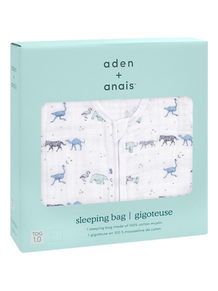 aden + anais Blue 100% Cotton Sleeping Bag - Image 3 of 6
