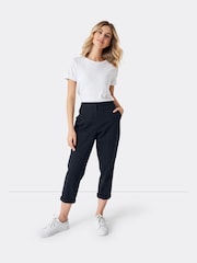 Crew Clothing Company Navy Blue Cotton Tapered Casual Trousers - Image 3 of 4