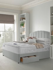Silentnight Silver Mirapocket 2800 Memory Pillow Top Mattress and 2 Drawer Velvet Divan Base Bed Set - Image 1 of 5