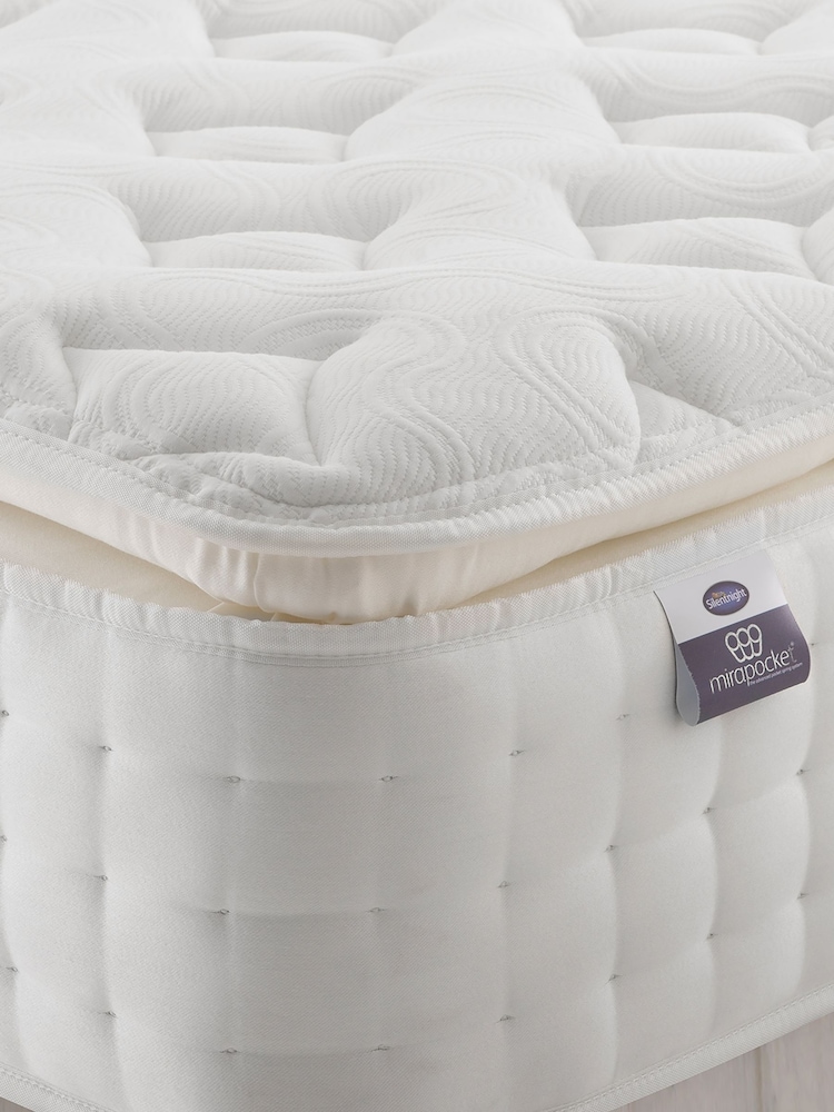 Silentnight Silver Mirapocket 2800 Memory Pillow Top Mattress and 2 Drawer Velvet Divan Base Bed Set - Image 2 of 5