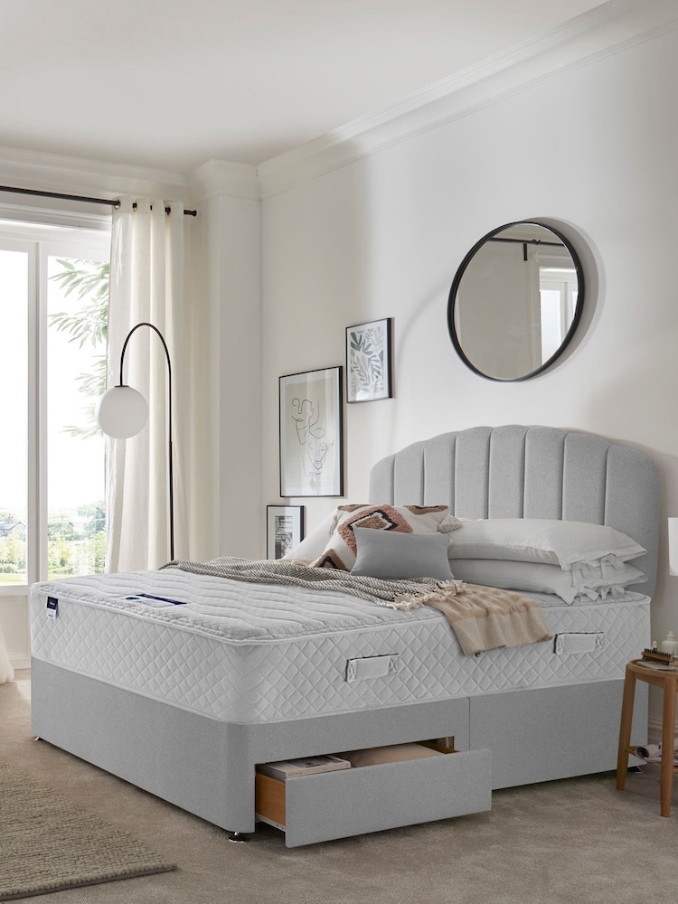 Silentnight Grey Miracoil Geltex 2 Drawer Divan Bed Set - Image 1 of 6