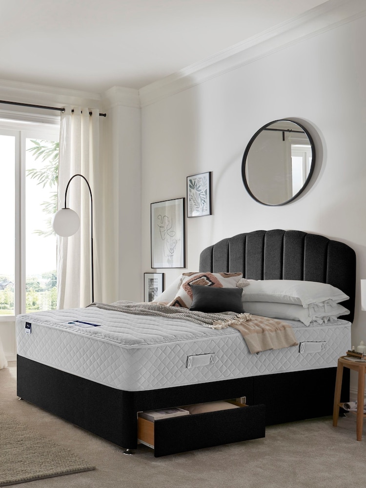 Silentnight Black Miracoil Geltex 2 Drawer Divan Bed Set - Image 1 of 6