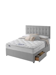 Silentnight Grey Miracoil Geltex Pillowtop 2 Drawer Divan Bed Set - Image 2 of 6