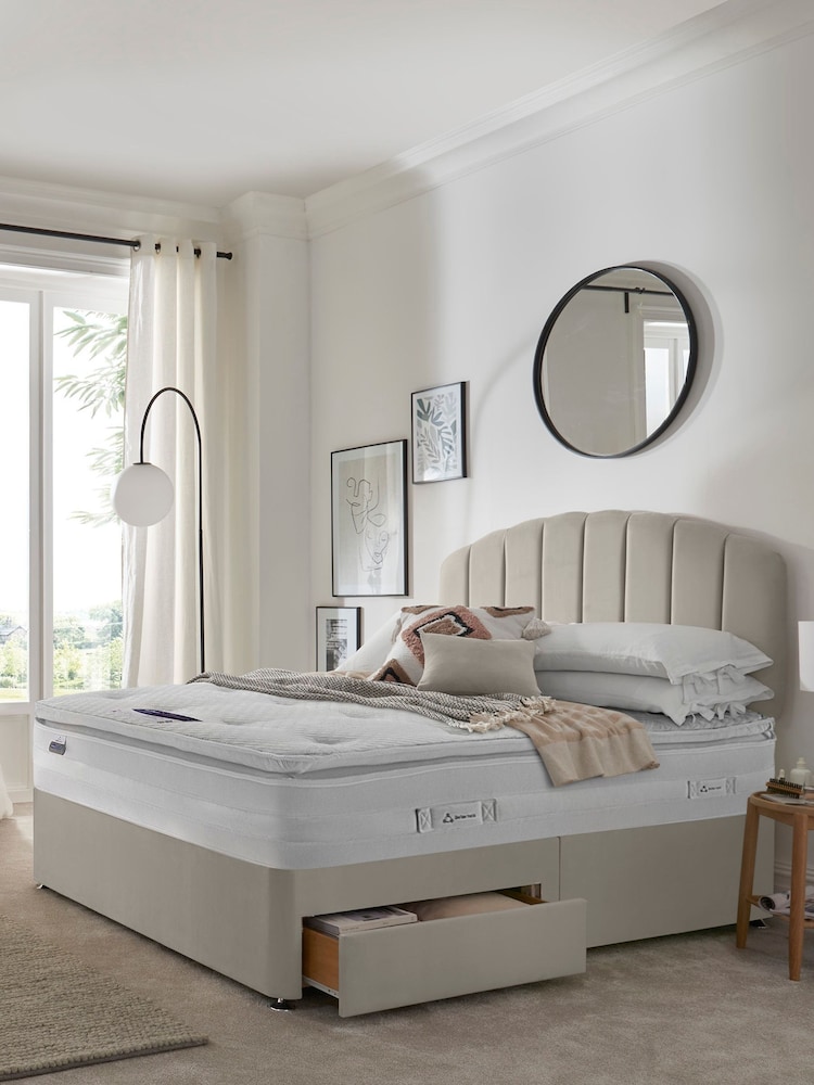 Silentnight Natural Mirapocket 2000 Geltex Pillowtop Mattress and 2 Drawer Divan Base Bed Set - Image 1 of 5