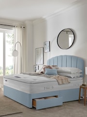 Silentnight Blue Mirapocket 2000 Geltex Pillowtop Mattress and 2 Drawer Divan Base Bed Set - Image 1 of 5
