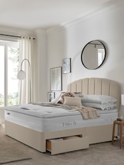 Silentnight Brown Mirapocket 2000 Geltex Pillowtop Mattress and 2 Drawer Velvet Divan Base Bed Set - Image 1 of 5