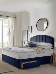 Silentnight Blue Mirapocket 2000 Geltex Pillowtop Mattress and 2 Drawer Velvet Divan Base Bed Set - Image 1 of 5