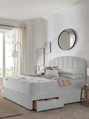 Silentnight Silver Mirapocket 2800 Geltex Mattress and 2 Drawer Velvet Divan Base Bed Set - Image 1 of 5