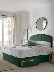 Silentnight Green Mirapocket 2800 Geltex Mattress and 2 Drawer Velvet Divan Base Bed Set - Image 1 of 5