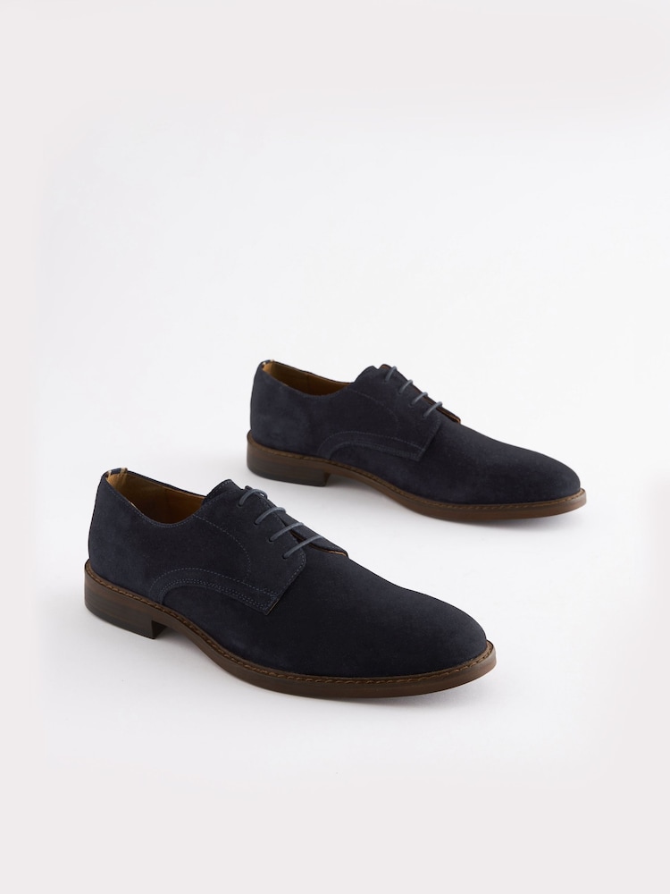 Joules Suede Derby Navy Blue Suede Derby - Image 1 of 6