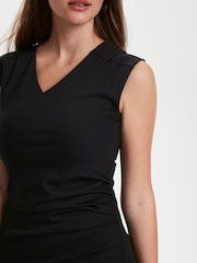 Kaffe India V-Neck Black Ruched Dress - Image 5 of 7