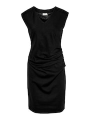 Kaffe India V-Neck Black Ruched Dress - Image 6 of 7