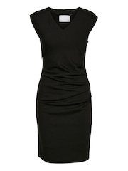 Kaffe India V-Neck Black Ruched Dress - Image 7 of 7