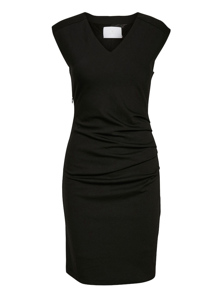 Kaffe India V-Neck Black Ruched Dress - Image 7 of 7