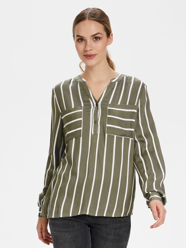 Kaffe Green Babara Long Sleeve Shirt Blouse - Image 1 of 9